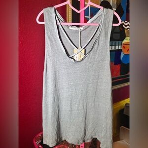 Project Social T Gray Crisscross Tank Top